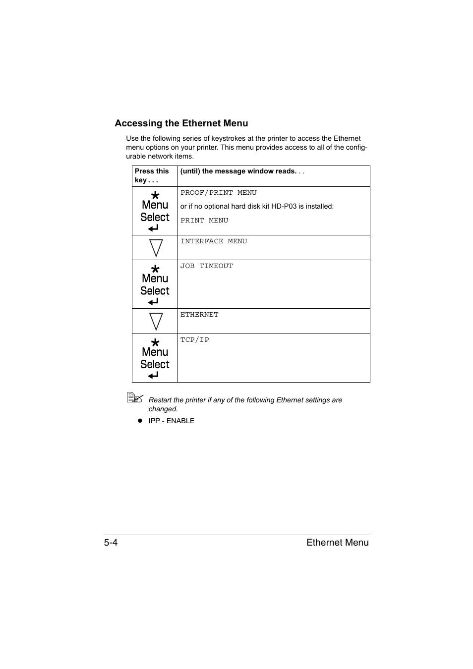 Accessing the ethernet menu, Accessing the ethernet menu -4 | Konica Minolta bizhub C35P User Manual | Page 171 / 409