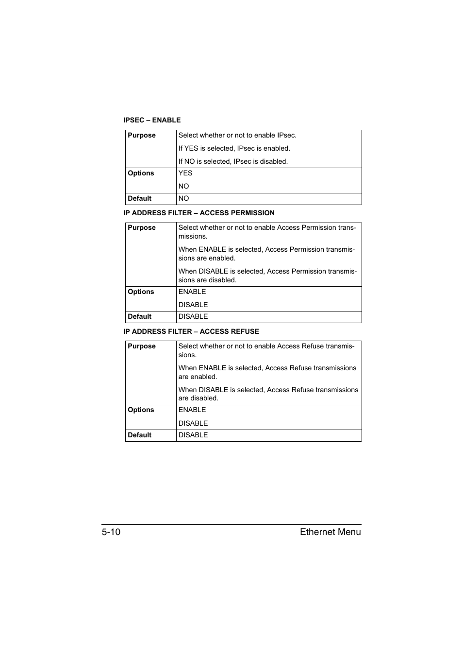 Ethernet menu 5-10 | Konica Minolta bizhub C35P User Manual | Page 177 / 409