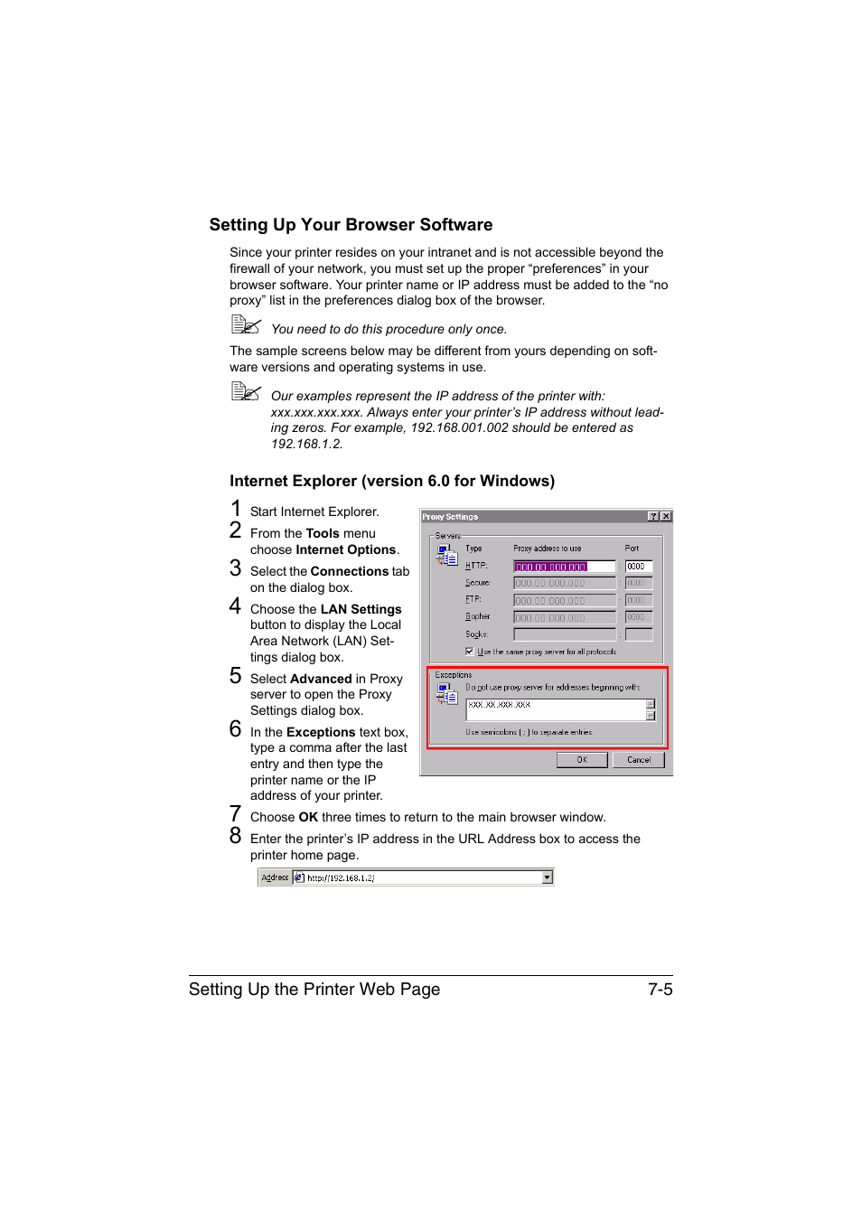 Setting up your browser software, Internet explorer (version 6.0 for windows), Setting up your browser software -5 | Internet explorer (version 6.0 for windows) -5 | Konica Minolta bizhub C35P User Manual | Page 224 / 409