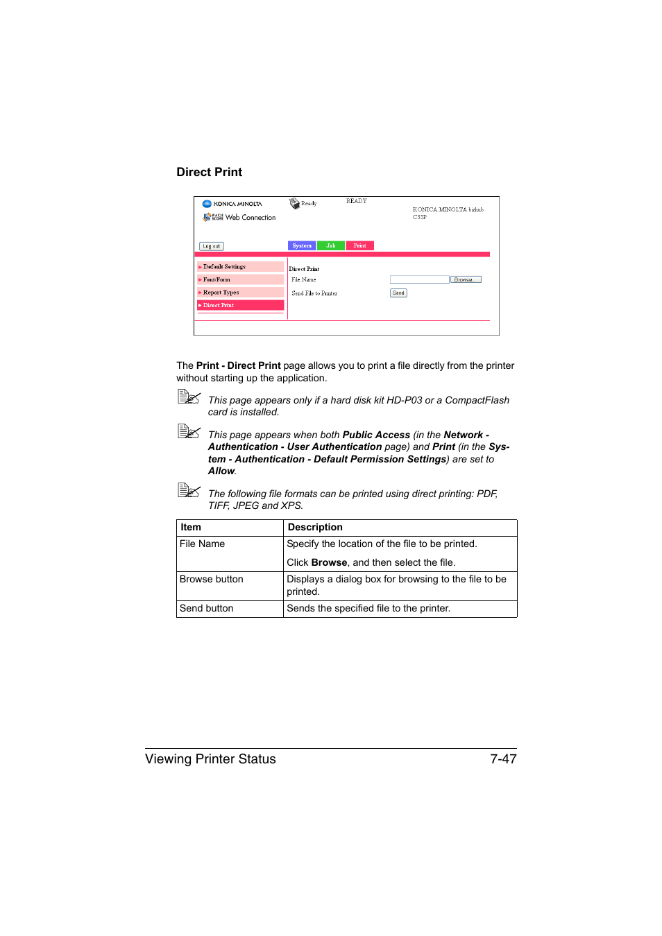 Direct print, Direct print -47 | Konica Minolta bizhub C35P User Manual | Page 266 / 409