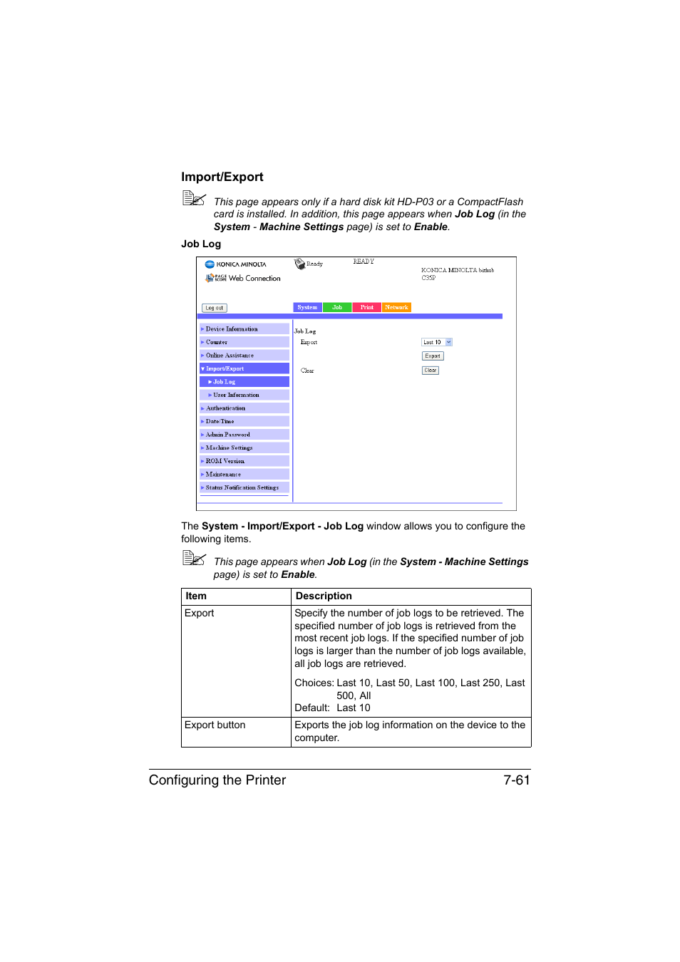 Import/export, Import/export -61 | Konica Minolta bizhub C35P User Manual | Page 280 / 409