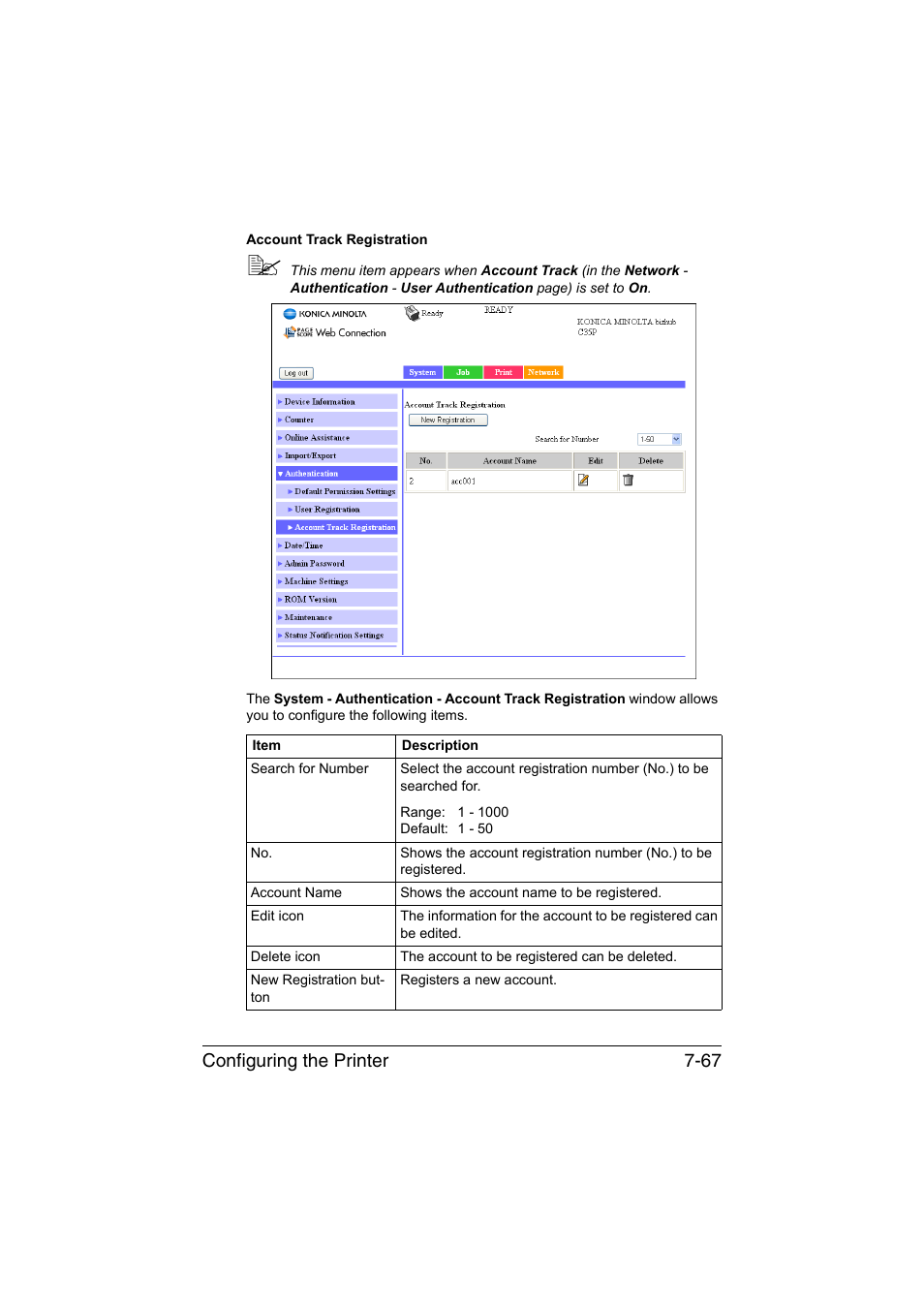 Configuring the printer 7-67 | Konica Minolta bizhub C35P User Manual | Page 286 / 409