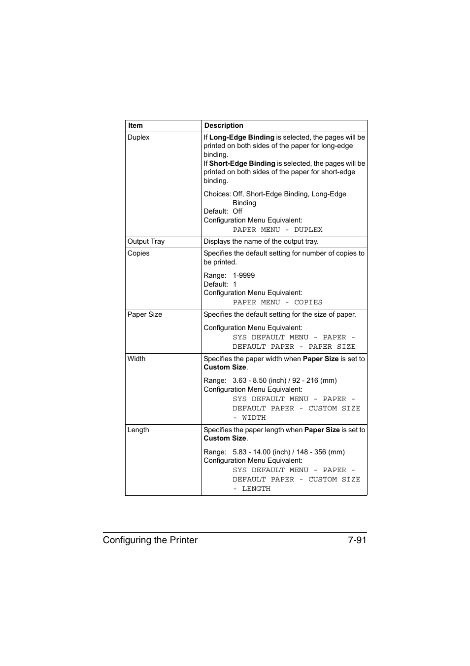 Configuring the printer 7-91 | Konica Minolta bizhub C35P User Manual | Page 310 / 409