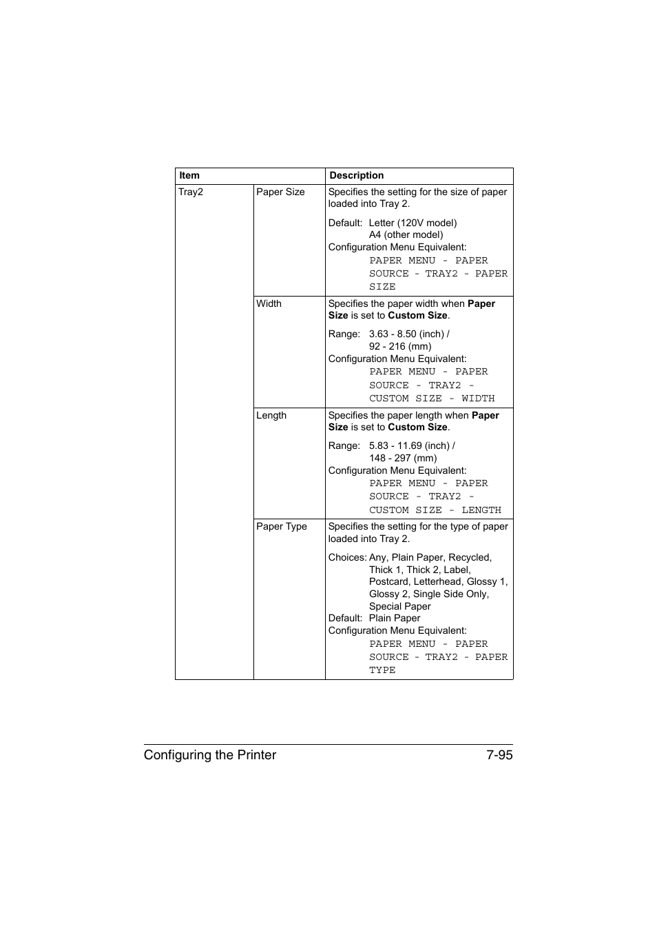 Configuring the printer 7-95 | Konica Minolta bizhub C35P User Manual | Page 314 / 409