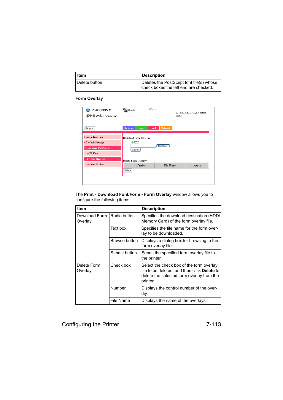 Configuring the printer 7-113 | Konica Minolta bizhub C35P User Manual | Page 332 / 409