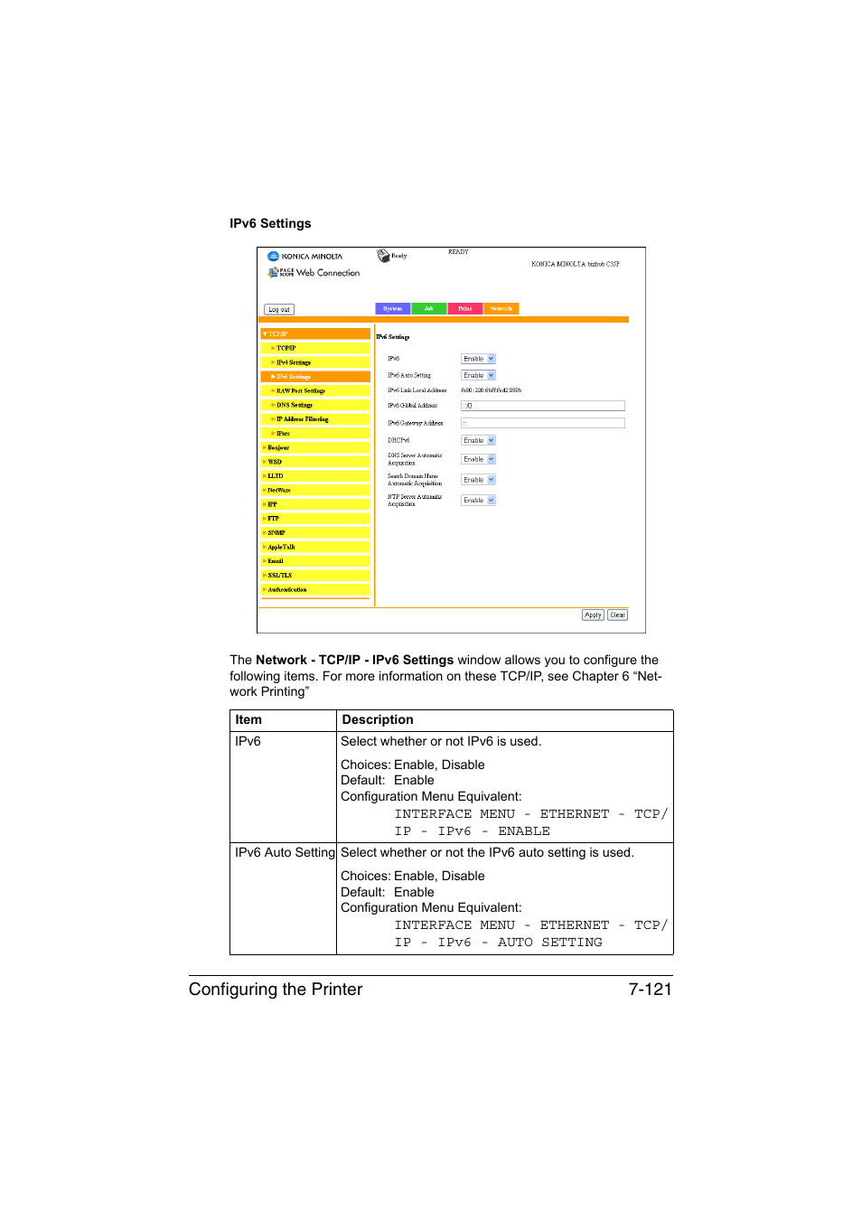 Configuring the printer 7-121 | Konica Minolta bizhub C35P User Manual | Page 340 / 409