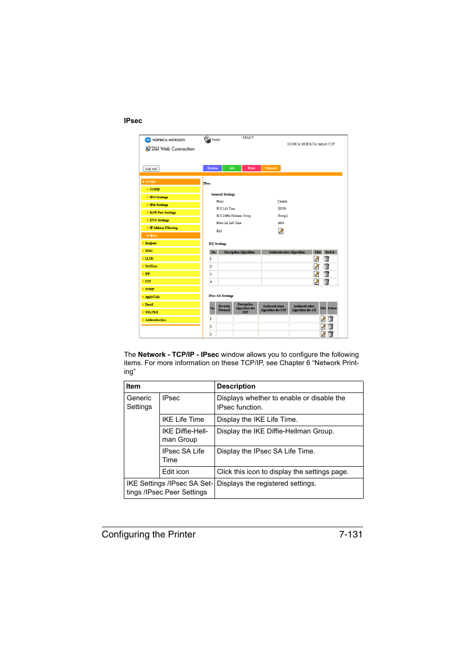 Configuring the printer 7-131 | Konica Minolta bizhub C35P User Manual | Page 350 / 409