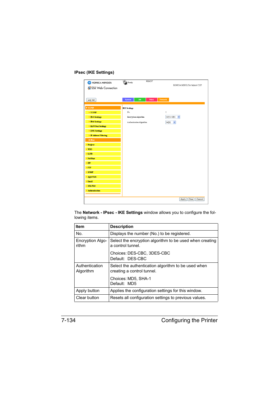 Configuring the printer 7-134 | Konica Minolta bizhub C35P User Manual | Page 353 / 409