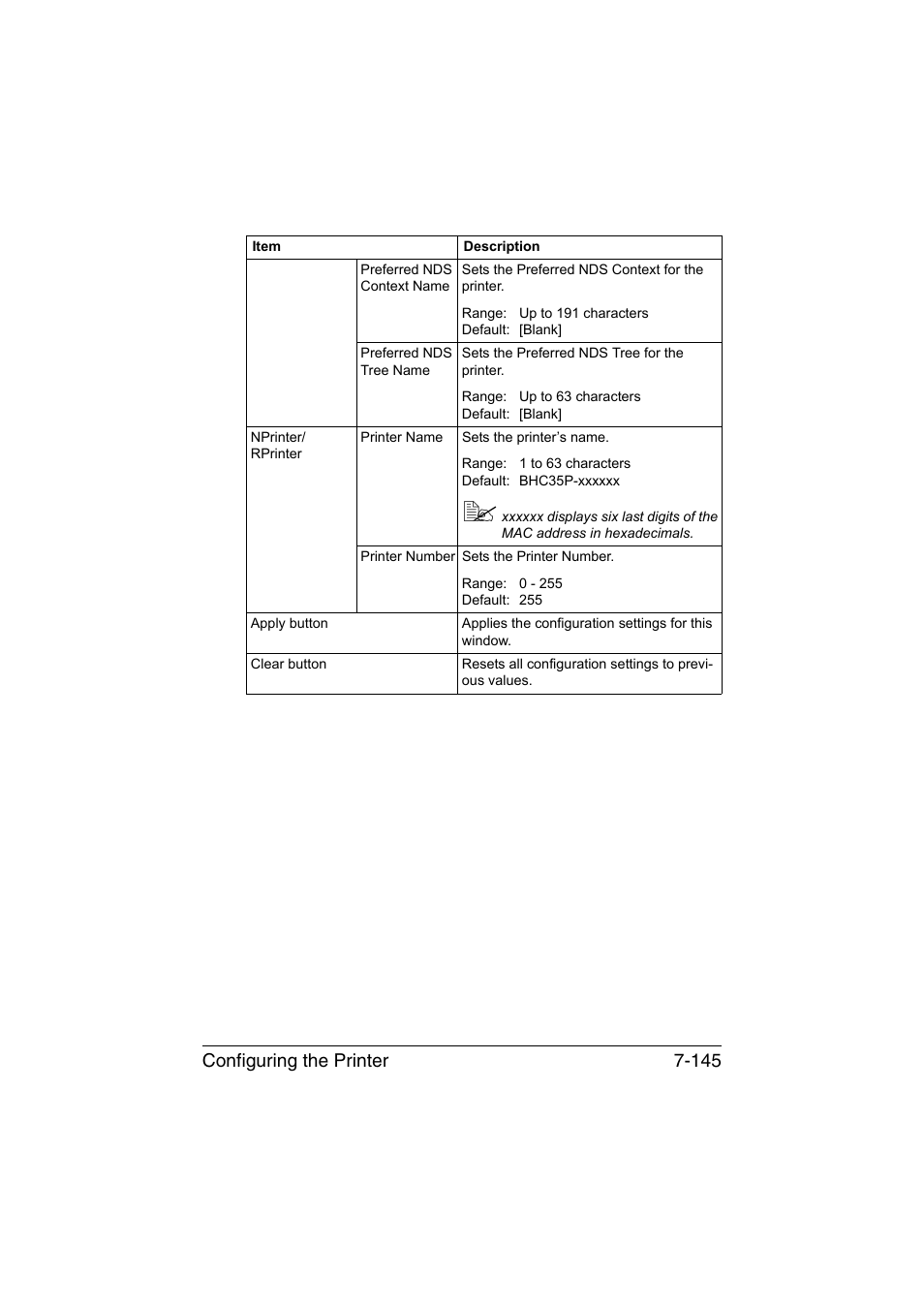 Configuring the printer 7-145 | Konica Minolta bizhub C35P User Manual | Page 364 / 409