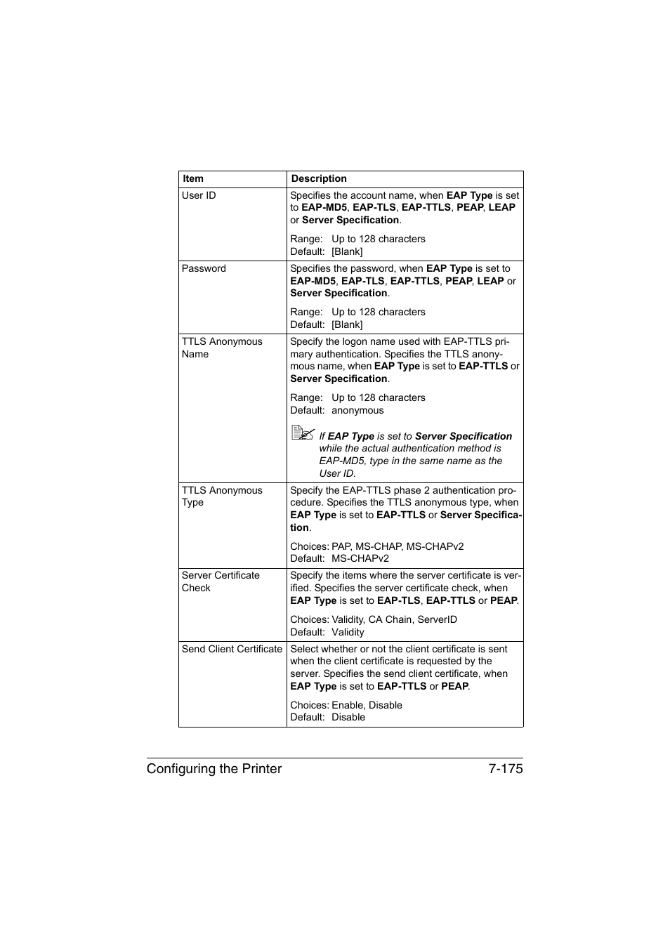 Configuring the printer 7-175 | Konica Minolta bizhub C35P User Manual | Page 394 / 409