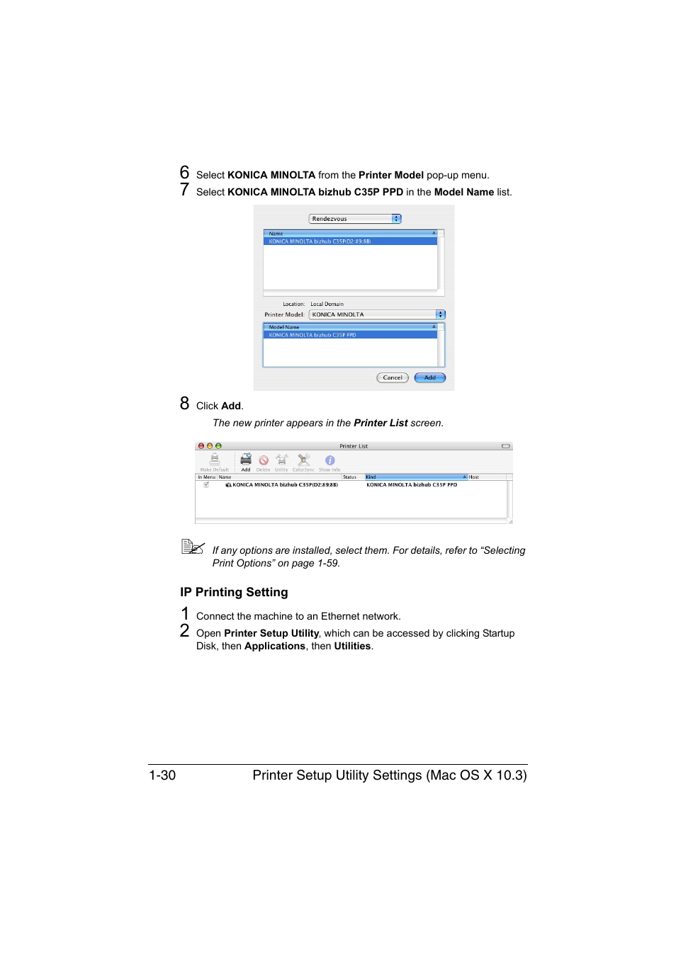 Ip printing setting, Ip printing setting -30 | Konica Minolta bizhub C35P User Manual | Page 55 / 409