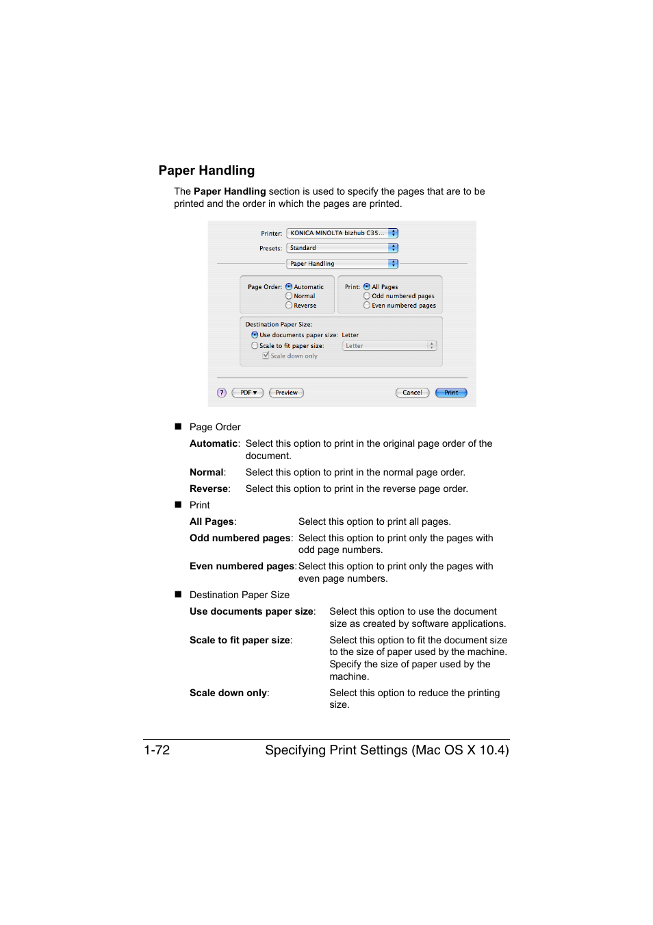 Paper handling, Paper handling -72 | Konica Minolta bizhub C35P User Manual | Page 97 / 409