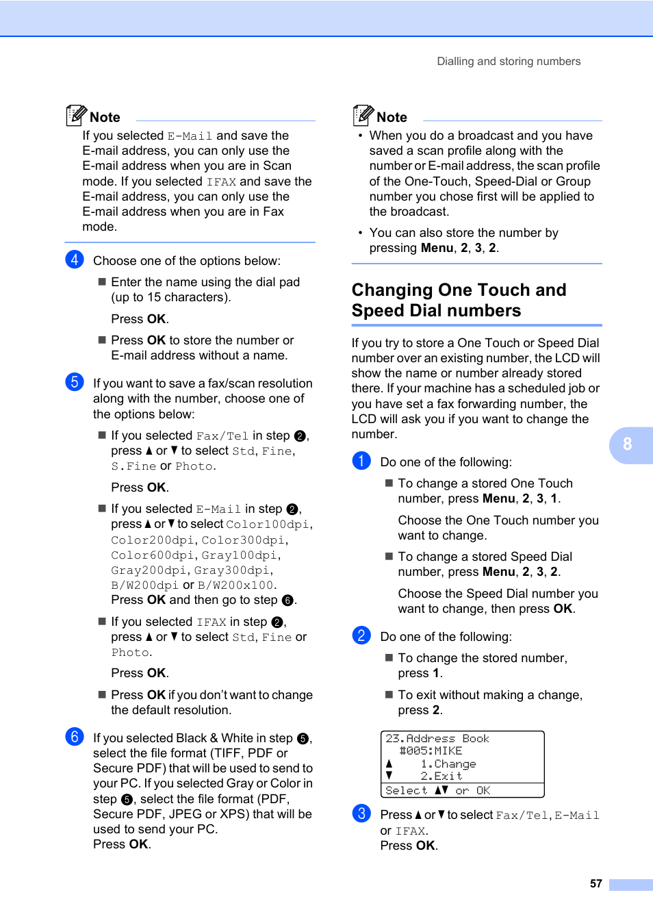 Changing one touch and speed dial numbers | Konica Minolta bizhub 20 User Manual | Page 66 / 203