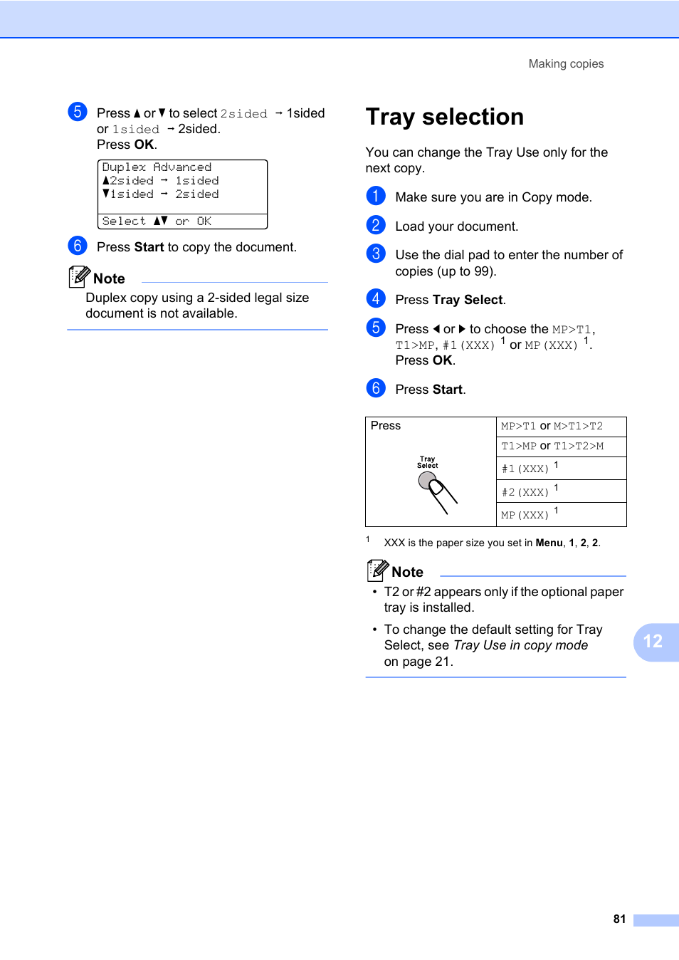 Tray selection | Konica Minolta bizhub 20 User Manual | Page 90 / 203