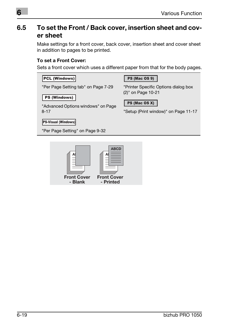 Various function | Konica Minolta BIZHUB PRO 1050 User Manual | Page 116 / 399