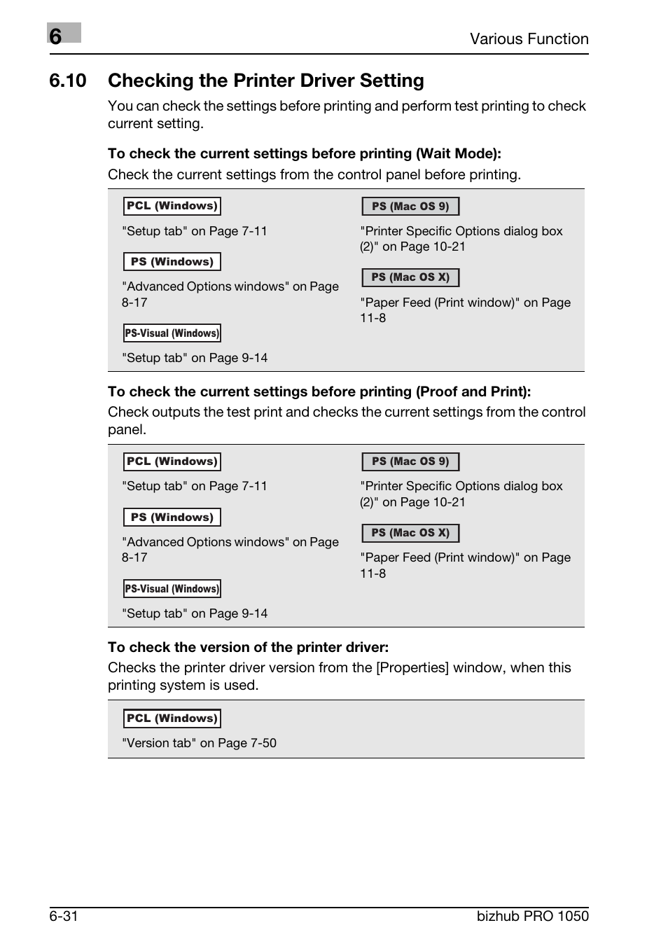 10 checking the printer driver setting | Konica Minolta BIZHUB PRO 1050 User Manual | Page 128 / 399