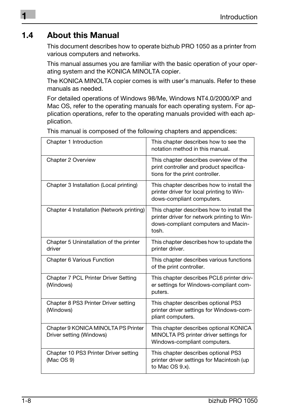 4 about this manual | Konica Minolta BIZHUB PRO 1050 User Manual | Page 16 / 399