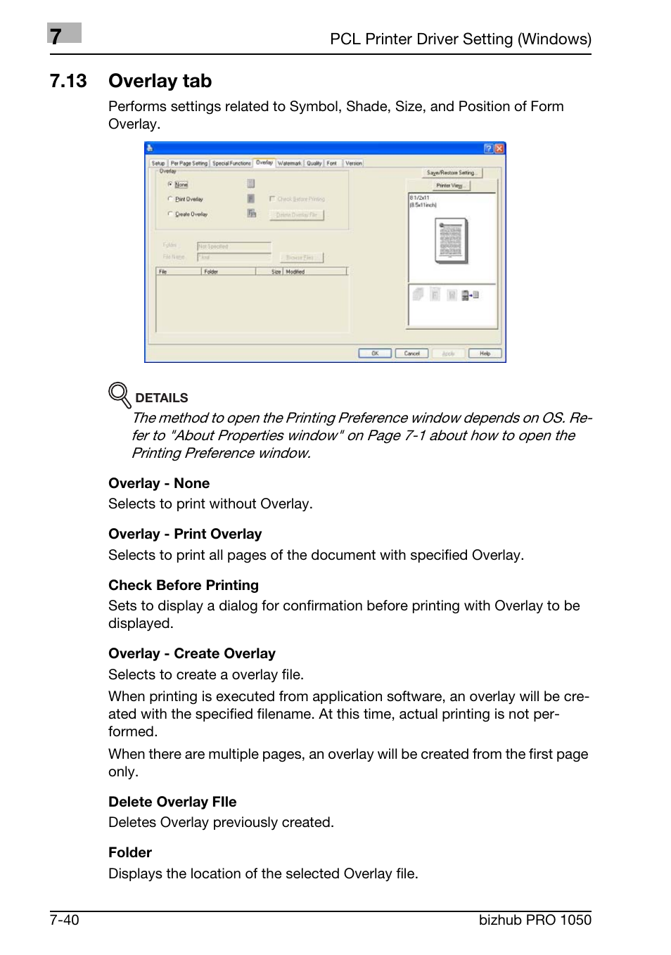 13 overlay tab | Konica Minolta BIZHUB PRO 1050 User Manual | Page 169 / 399