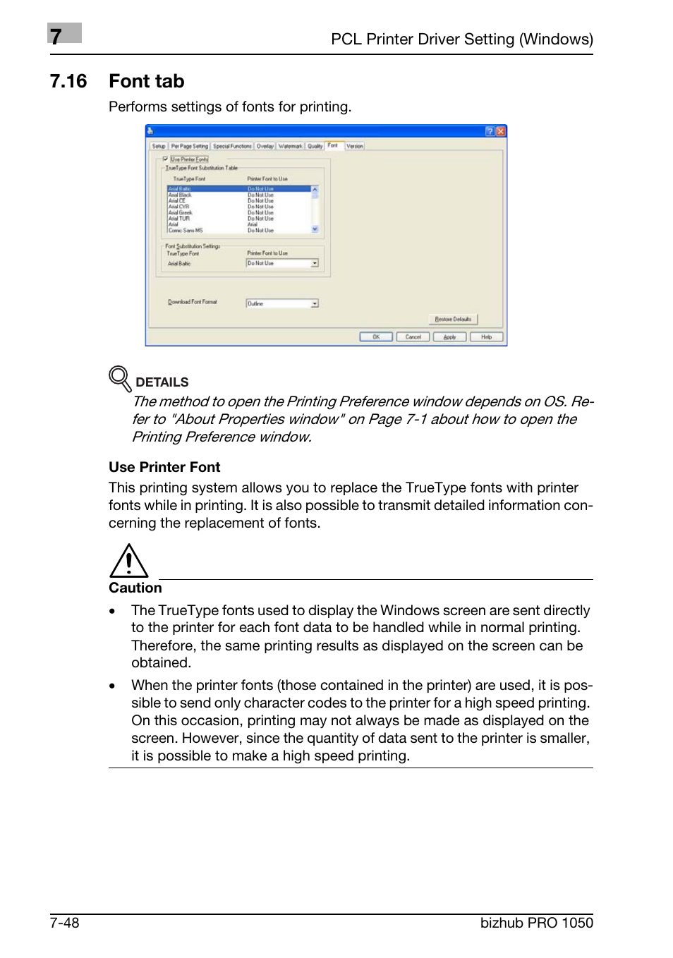 16 font tab | Konica Minolta BIZHUB PRO 1050 User Manual | Page 177 / 399