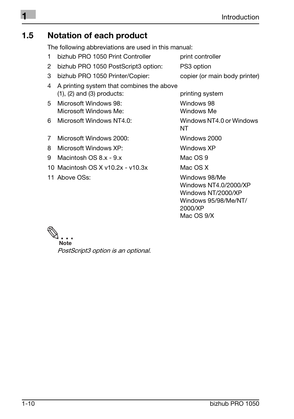 5 notation of each product | Konica Minolta BIZHUB PRO 1050 User Manual | Page 18 / 399