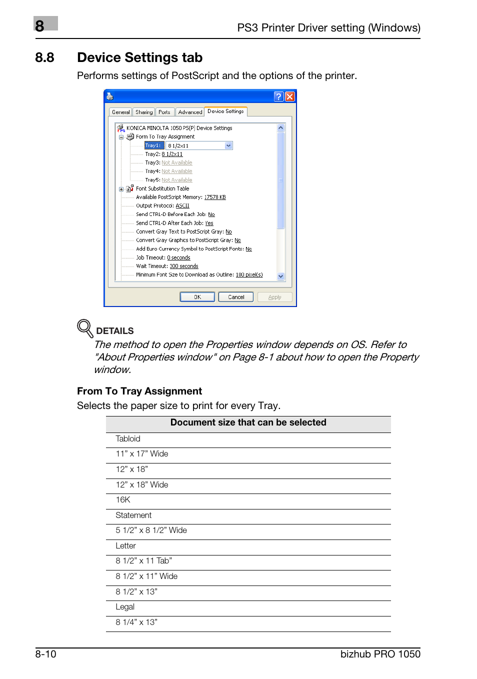 8 device settings tab | Konica Minolta BIZHUB PRO 1050 User Manual | Page 193 / 399