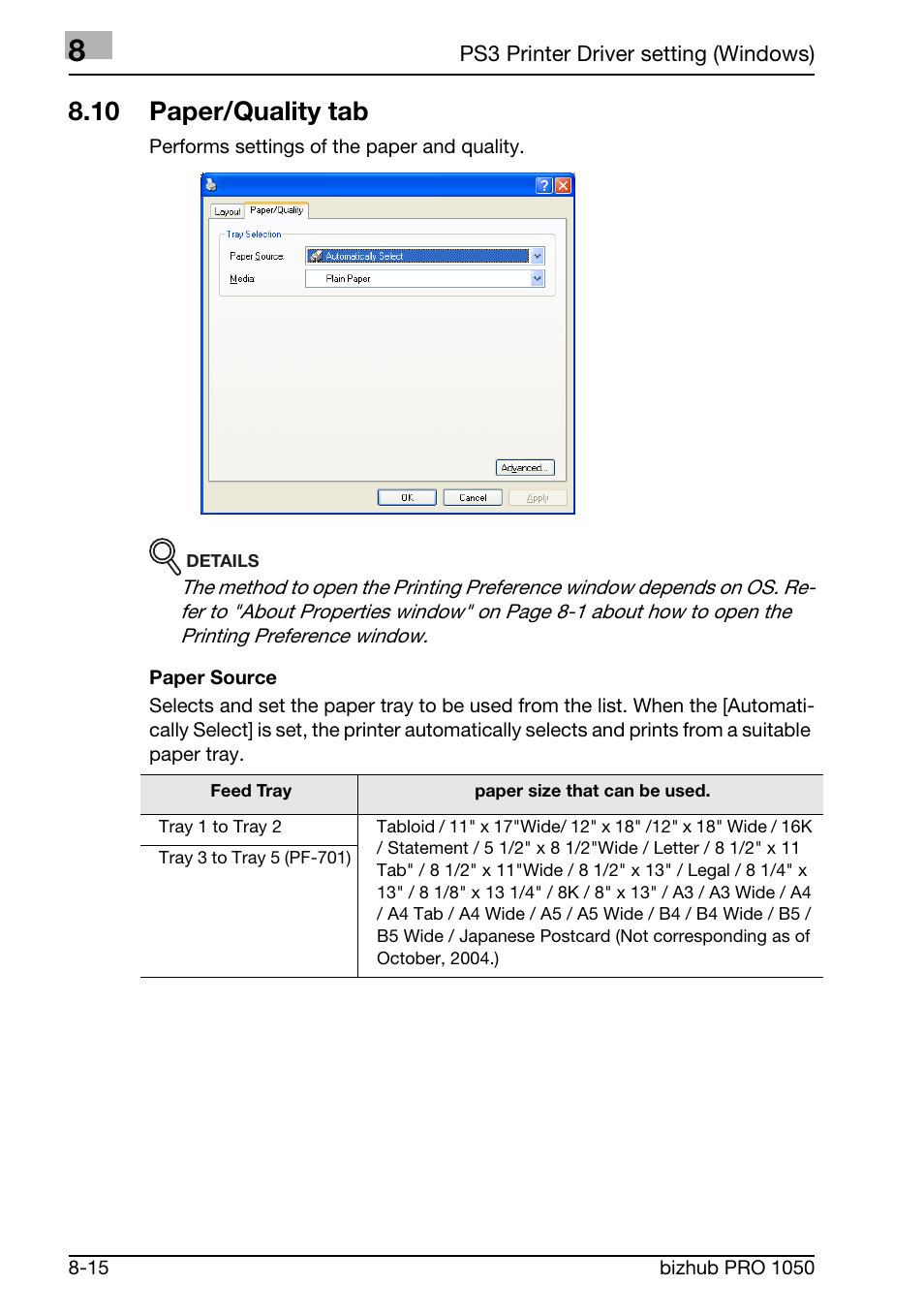 10 paper/quality tab | Konica Minolta BIZHUB PRO 1050 User Manual | Page 198 / 399