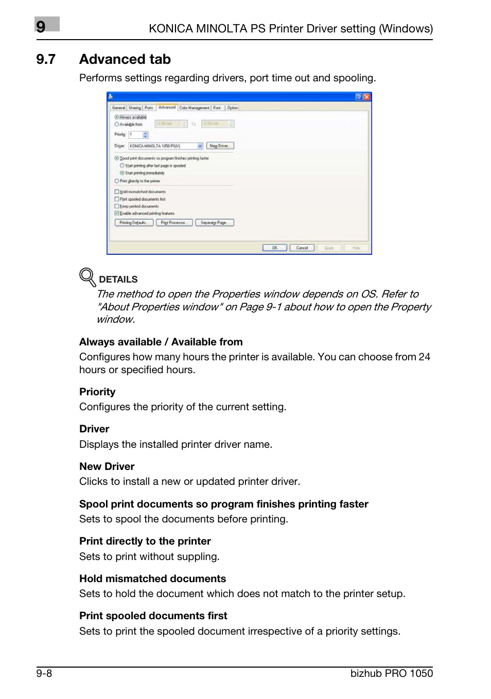 7 advanced tab | Konica Minolta BIZHUB PRO 1050 User Manual | Page 220 / 399