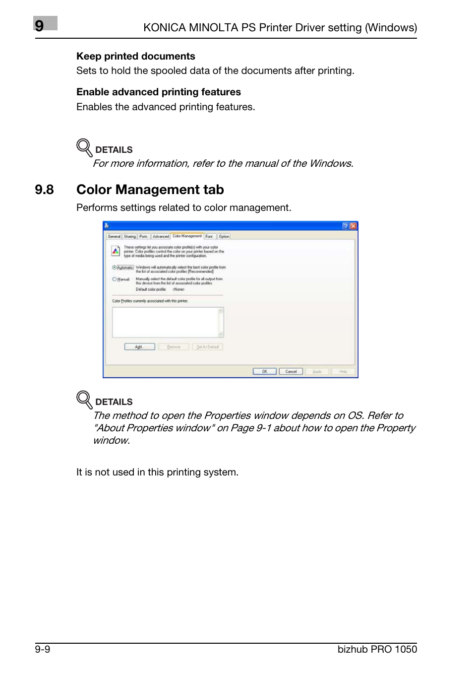 8 color management tab | Konica Minolta BIZHUB PRO 1050 User Manual | Page 221 / 399