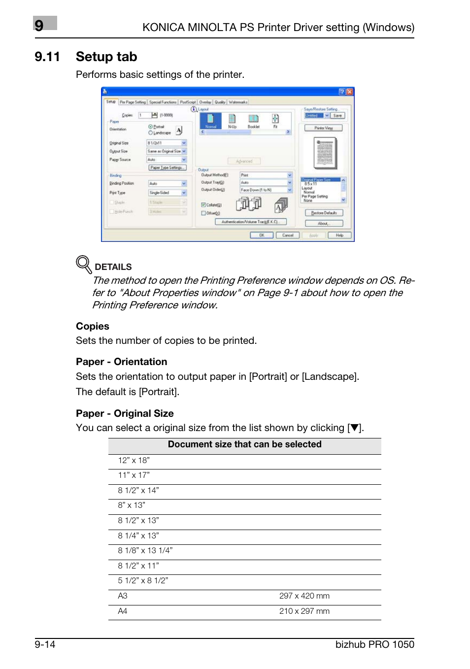 11 setup tab | Konica Minolta BIZHUB PRO 1050 User Manual | Page 226 / 399