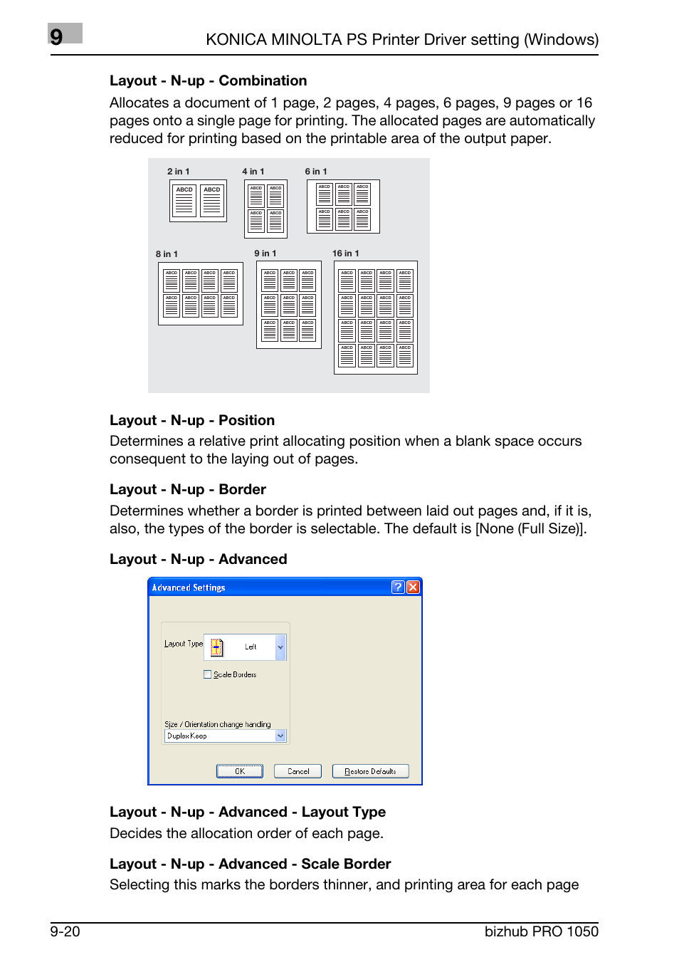 Konica minolta ps printer driver setting (windows) | Konica Minolta BIZHUB PRO 1050 User Manual | Page 232 / 399