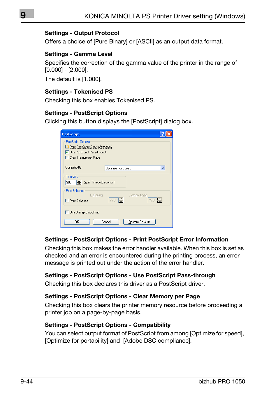 Konica Minolta BIZHUB PRO 1050 User Manual | Page 256 / 399