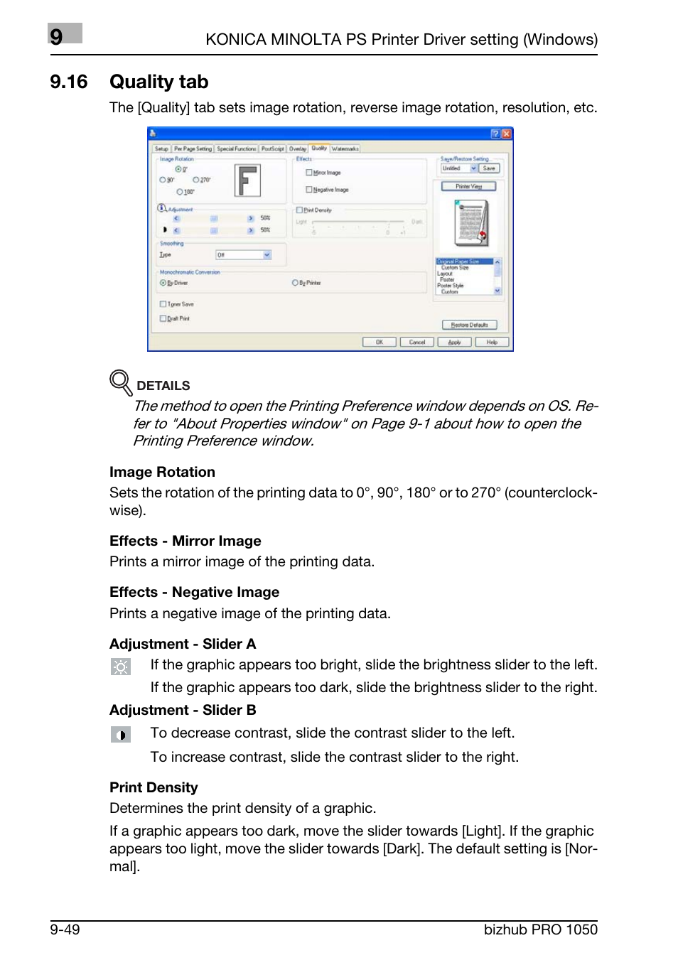 15 quality tab, 16 quality tab | Konica Minolta BIZHUB PRO 1050 User Manual | Page 261 / 399