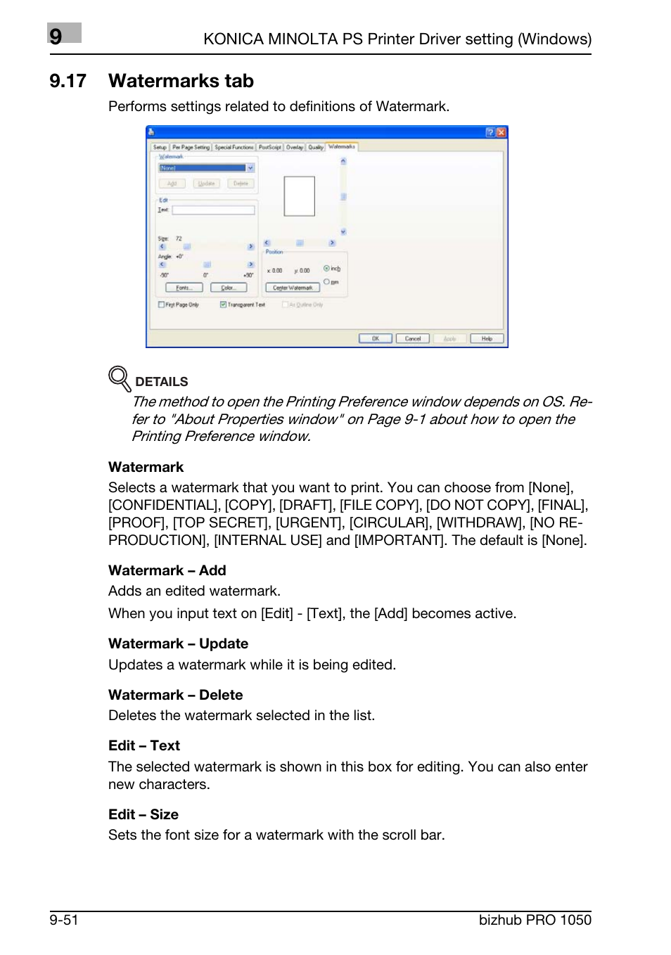 17 watermarks tab | Konica Minolta BIZHUB PRO 1050 User Manual | Page 263 / 399