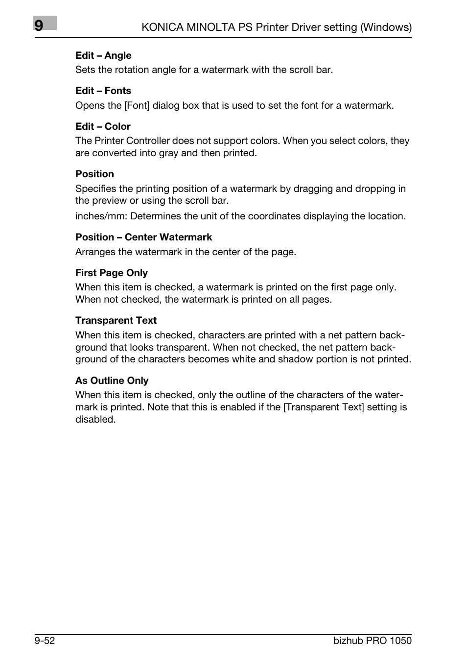 Konica Minolta BIZHUB PRO 1050 User Manual | Page 264 / 399