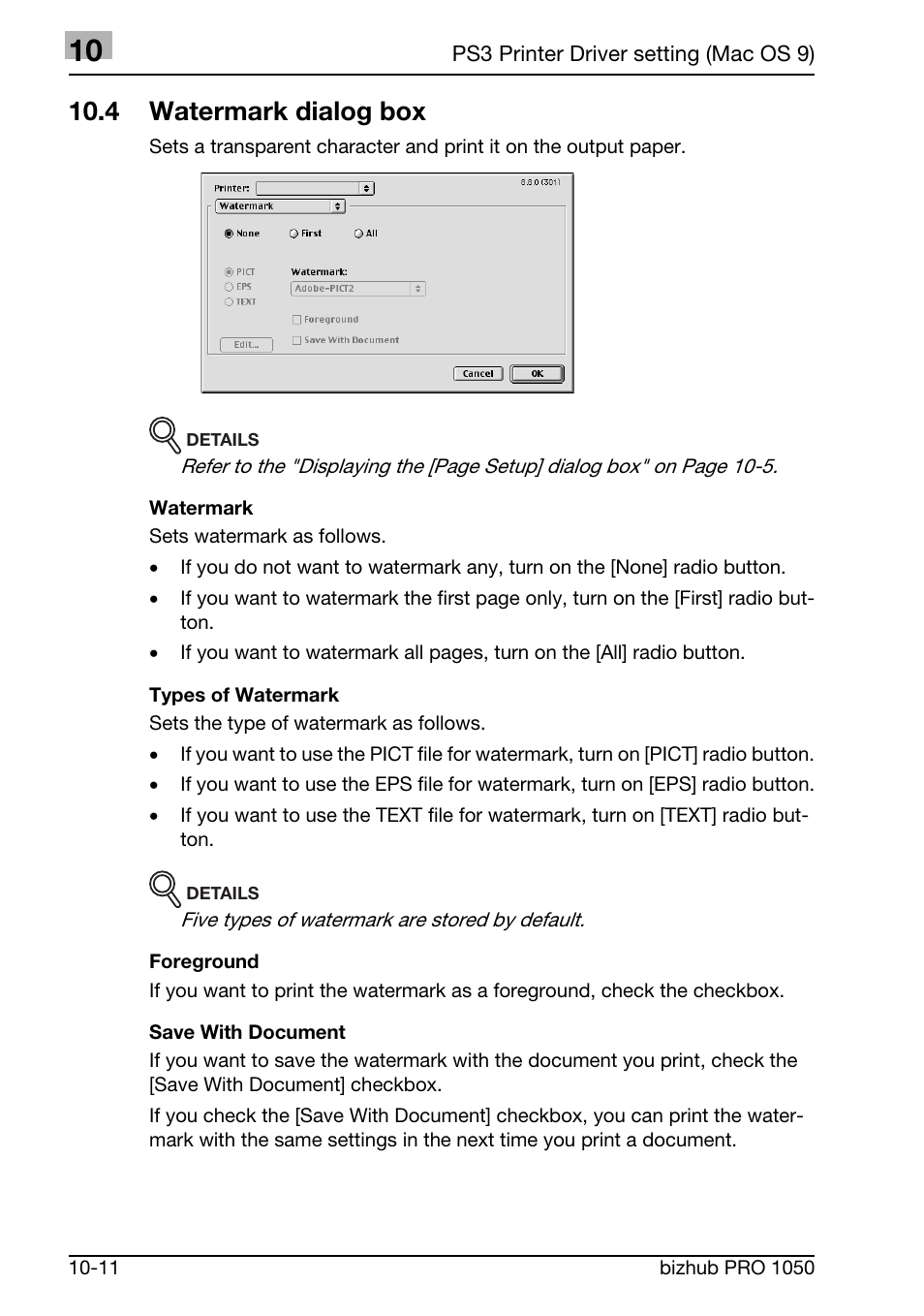 4 watermark dialog box | Konica Minolta BIZHUB PRO 1050 User Manual | Page 277 / 399