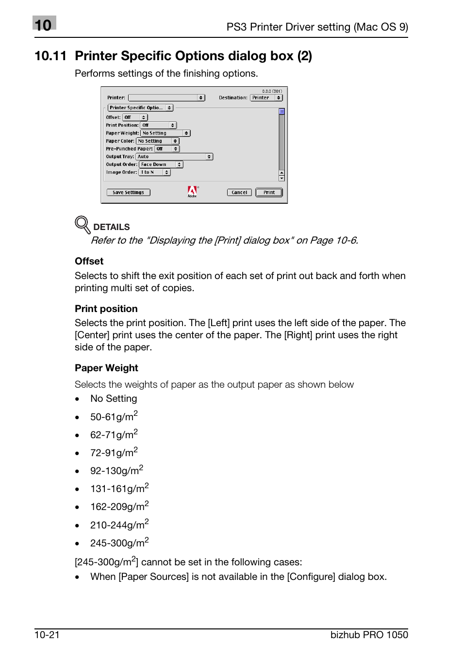 11 printer specific options dialog box (2) | Konica Minolta BIZHUB PRO 1050 User Manual | Page 287 / 399