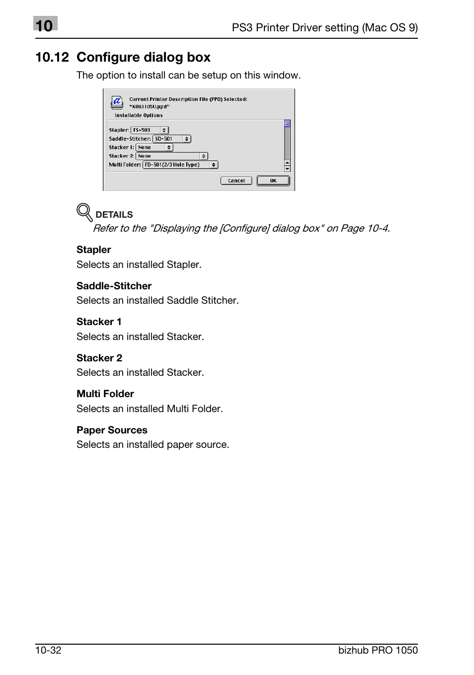 12 configure dialog box | Konica Minolta BIZHUB PRO 1050 User Manual | Page 298 / 399