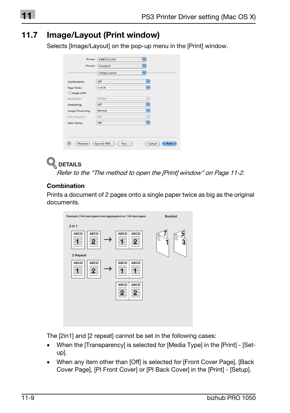 7 image/layout (print window), Ps3 printer driver setting (mac os x) | Konica Minolta BIZHUB PRO 1050 User Manual | Page 307 / 399