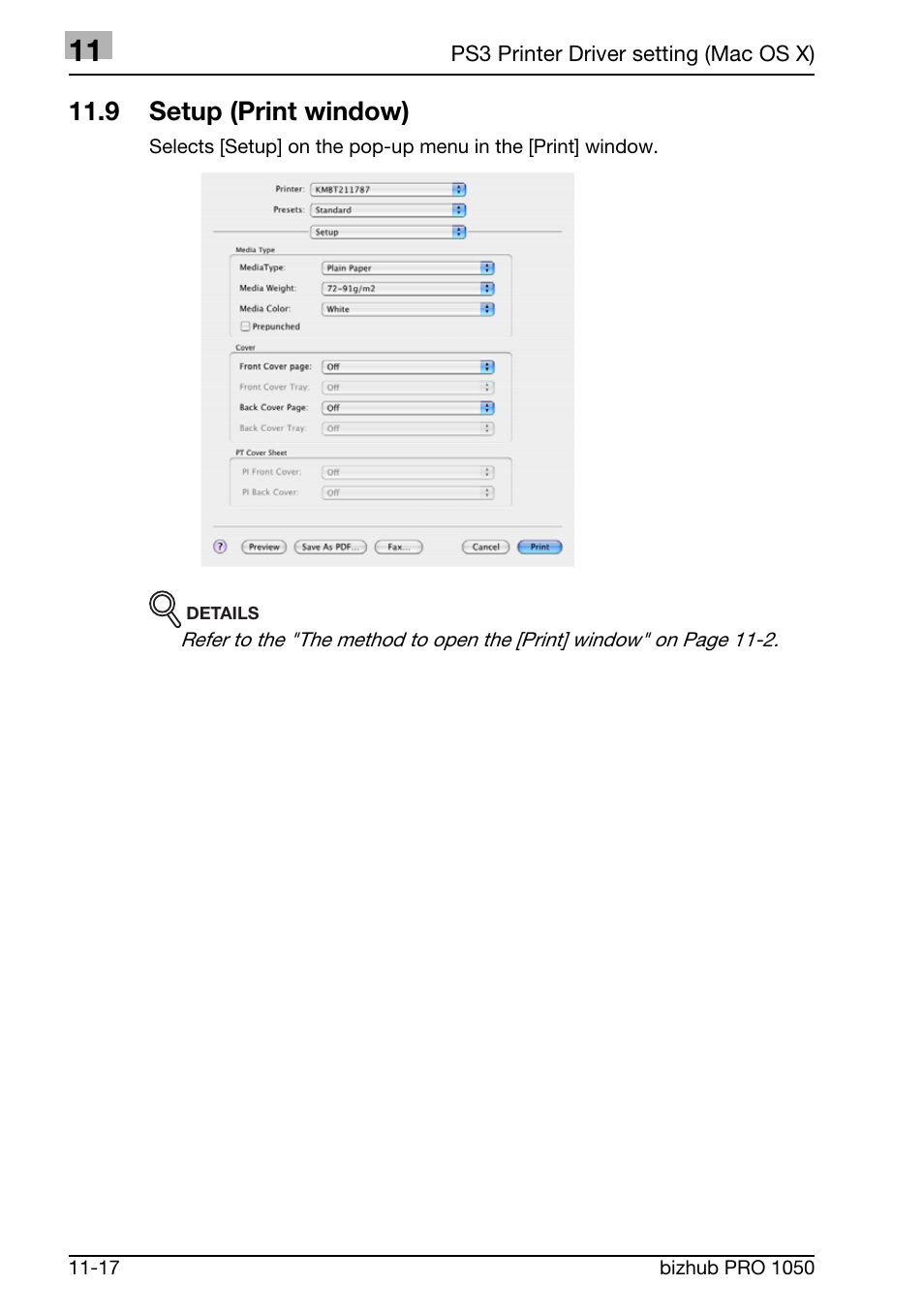 9 setup (print window) | Konica Minolta BIZHUB PRO 1050 User Manual | Page 315 / 399