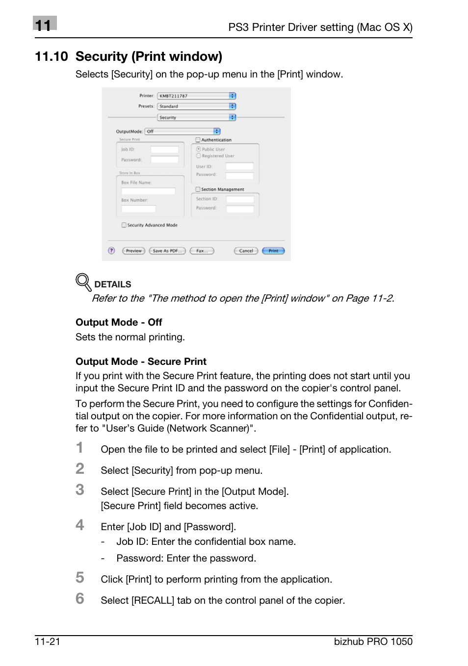 10 security (print window) | Konica Minolta BIZHUB PRO 1050 User Manual | Page 319 / 399