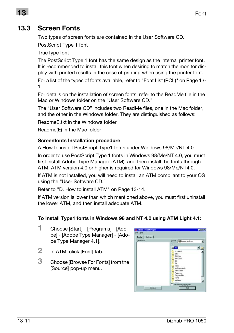 3 screen fonts | Konica Minolta BIZHUB PRO 1050 User Manual | Page 341 / 399