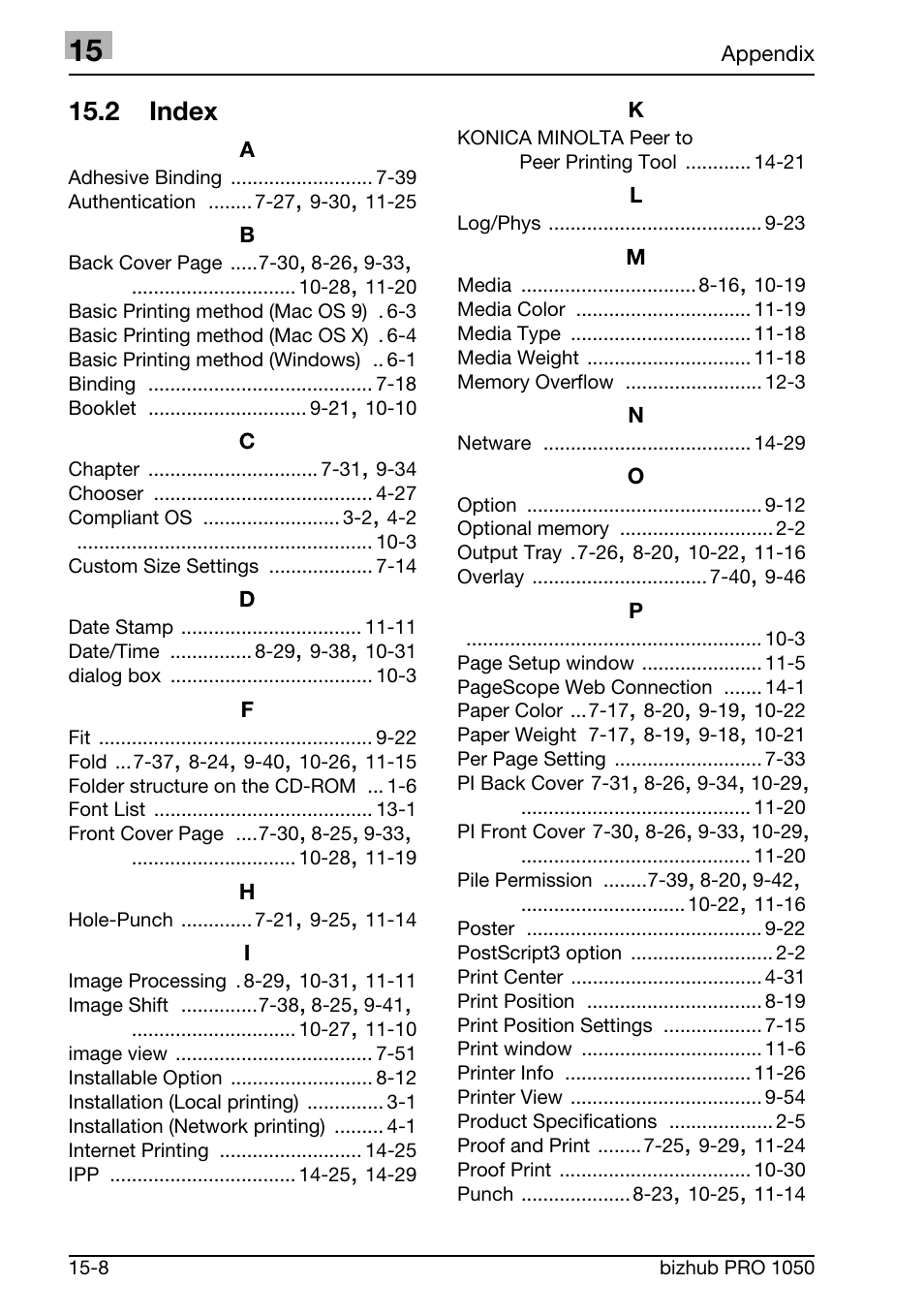 2 index | Konica Minolta BIZHUB PRO 1050 User Manual | Page 397 / 399