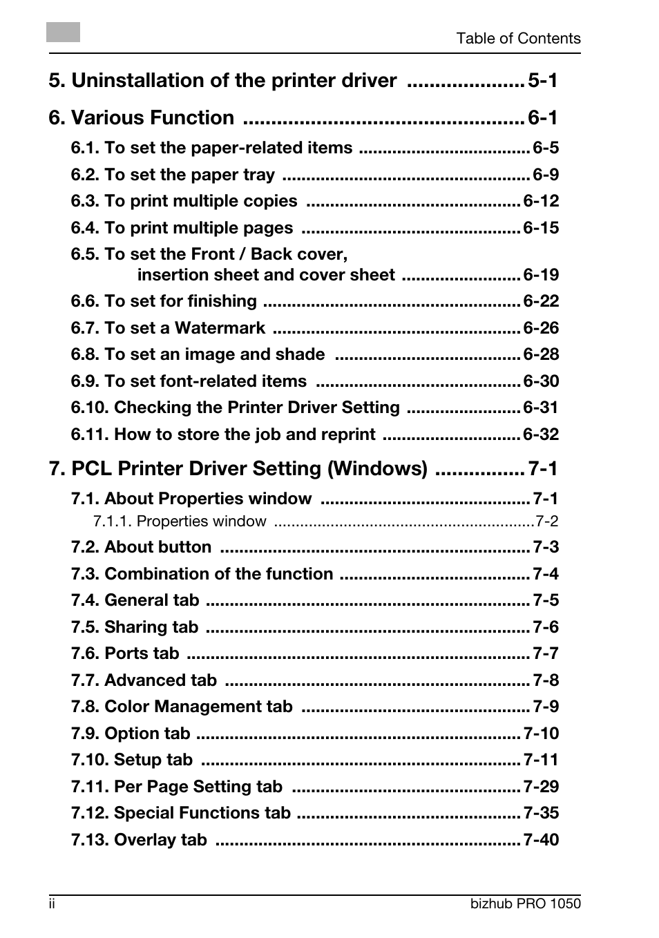 Pcl printer driver setting (windows) -1 | Konica Minolta BIZHUB PRO 1050 User Manual | Page 4 / 399