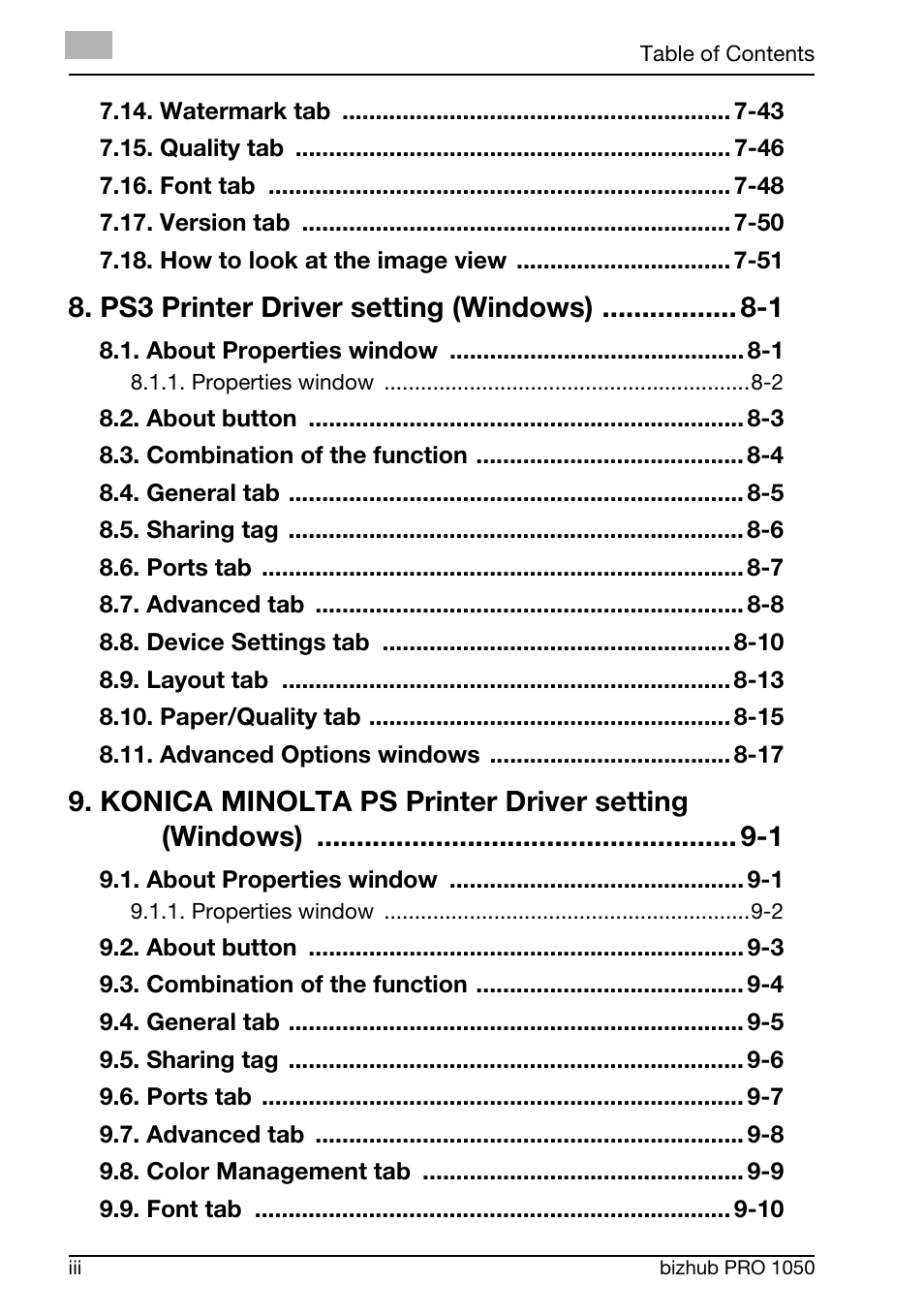 Ps3 printer driver setting (windows) -1 | Konica Minolta BIZHUB PRO 1050 User Manual | Page 5 / 399