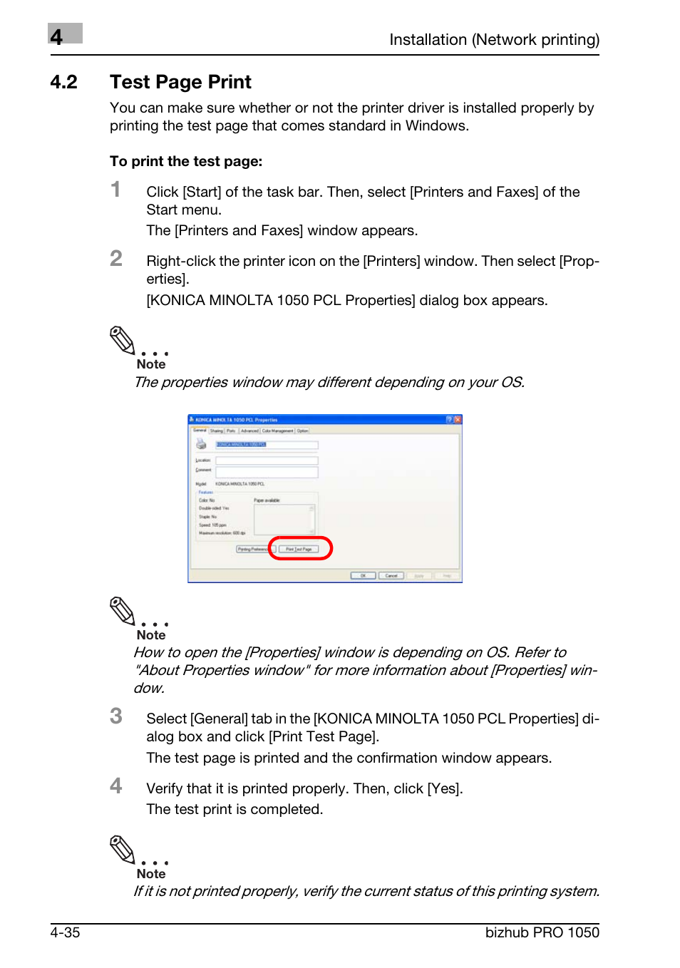 2 test page print | Konica Minolta BIZHUB PRO 1050 User Manual | Page 89 / 399