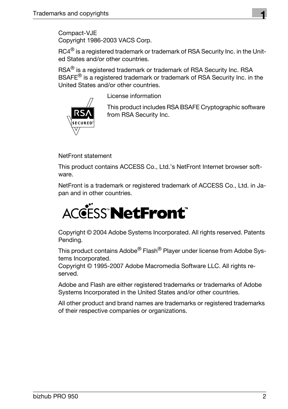 Konica Minolta bizhub PRO 950 User Manual | Page 6 / 131