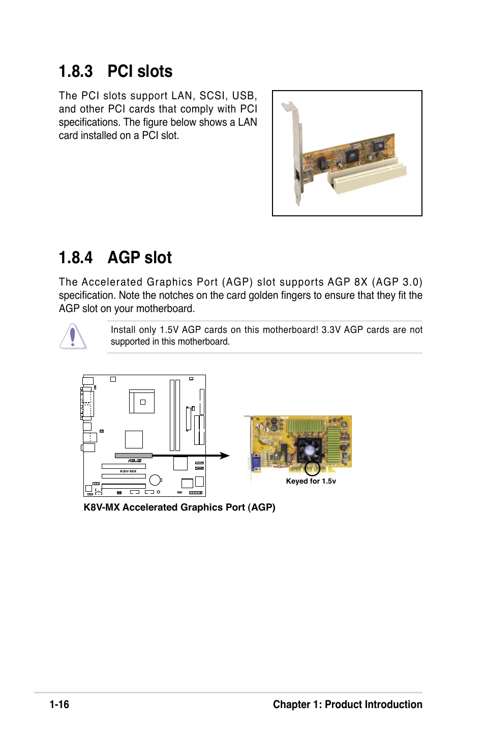 4 agp slot, 3 pci slots | Asus K8V-MX User Manual | Page 26 / 72