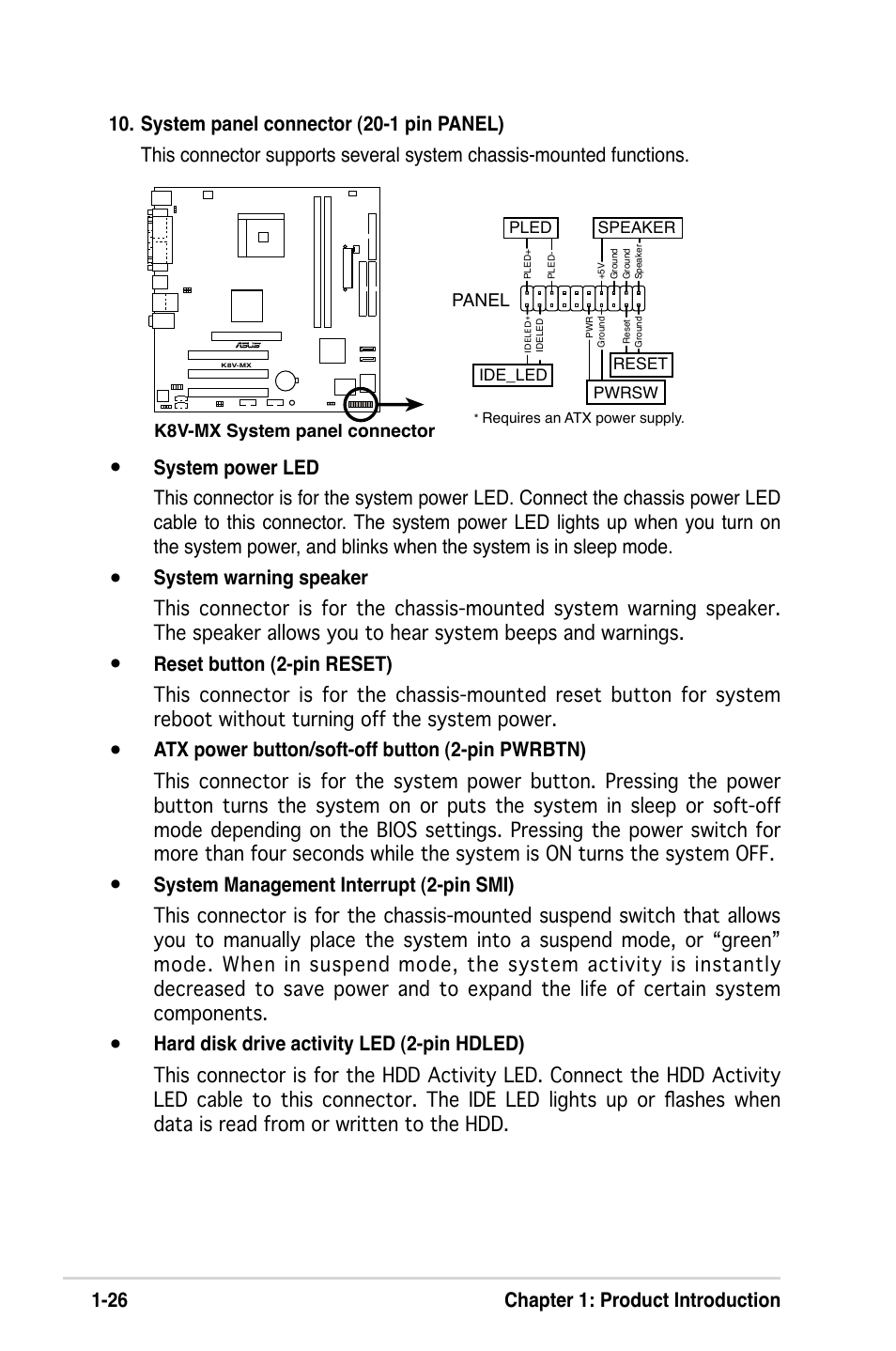 26 chapter 1: product introduction | Asus K8V-MX User Manual | Page 36 / 72