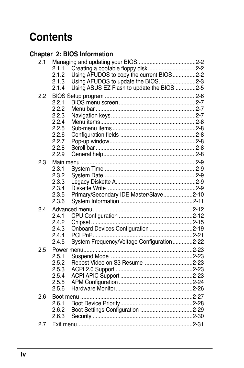 Asus K8V-MX User Manual | Page 4 / 72