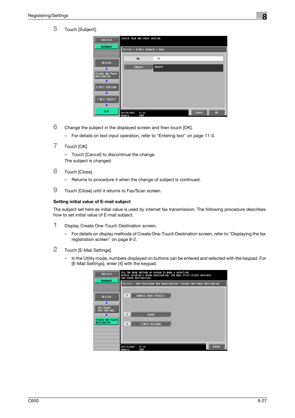 Setting initial value of e-mail subject, Setting initial value of e-mail subject -27 | Konica Minolta bizhub C650 User Manual | Page 172 / 295